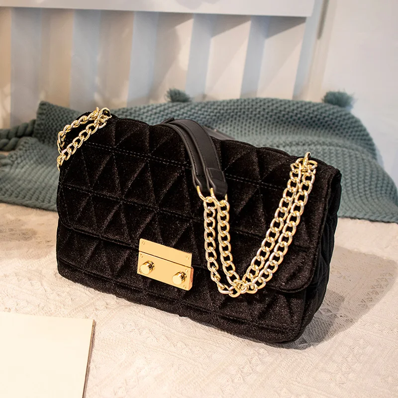 

Famous Design Women Purse and Handbags High Quality Velvet Rhombic Chain Shoulder Messenger Bags Fashion Crossbody Bags