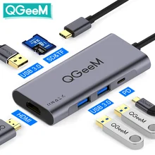 QGeeM-HUB HDMI type-c vers USB 3.0, Thunderbolt 3, lecteur de cartes, pour Macbook 2018, mate20, P30, glaxy S9/S10