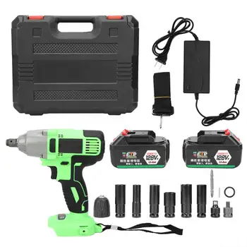 

128Vf Brushless Electric Wrench Rechargeable with 2Pcs Battery 1Pc Charger US Plug 80-240V