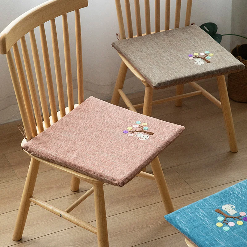 

European Style Home Dining Chair Cushion Office Seat Cushion Cotton Linen Embroidered Futon Thicken Bay Window Chair Sofa Mat