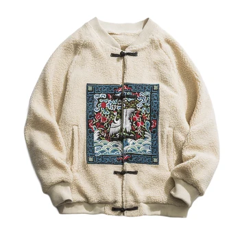 

Chinese style Men's Winter Fleece Thicken Coats Stand Collar Cotton Jackets Couple Plus Velvet Tang Suit Femme Warm Costume