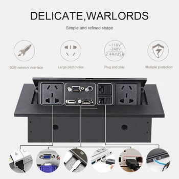 

Power Tabletop Socket Standard Multimedia Desktop Universal For HDMI HD Office Conference Socket Pop-Up Connection Box