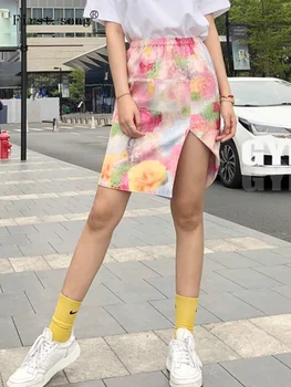 

Free shipping elastic waist 3D printed bag hip women's summer sexy short skirt 2020New high quality fashion women's short skirt