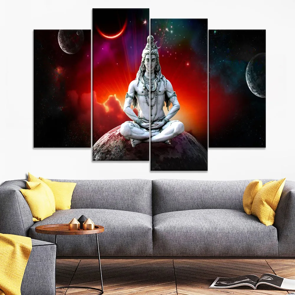 5pcs Lord Shiva Starry Sky Poster Wall Art Decor Modular Pictures Canvas HD Printed Paintings For Living Home Bedroom Decoration (5)