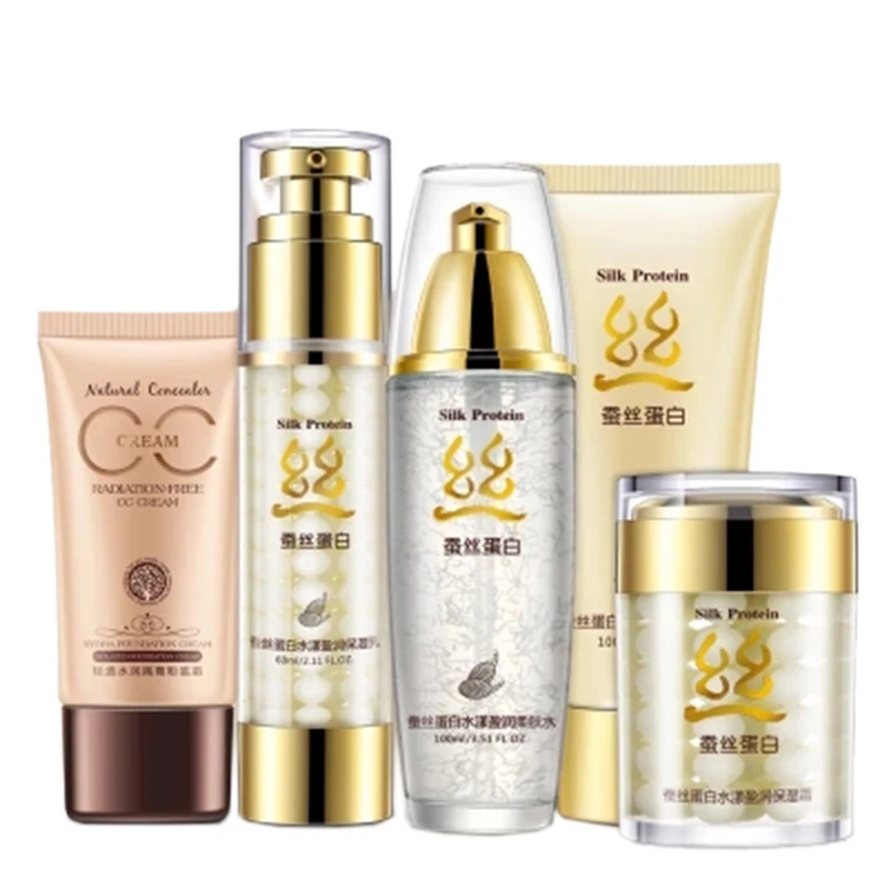 

BIOAQUA Silk Protein Skin Care Set Moisturizing Shrinkage Pore Firming Skin Hyaluronic Acid Anti-Wrinkle Anti-Aging Collagen Ser