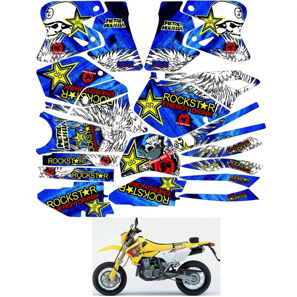 

For SUZUKI DRZ400SM Graphics Decals Stickers Custom Number Name 3M Full Motorcycle Backgrounds Stickers Accessories