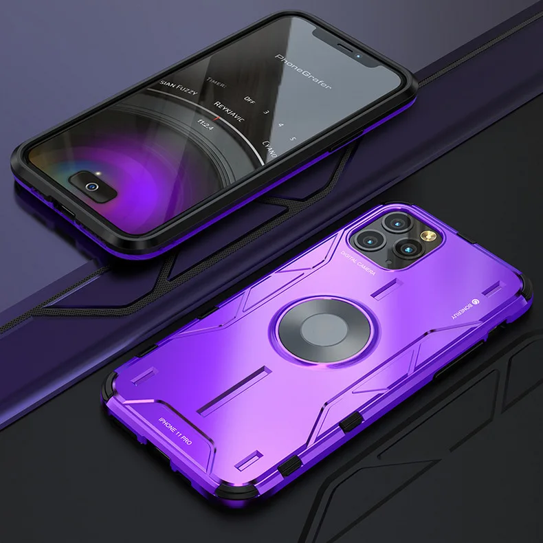 Противоударный защитный чехол для iPhone X XS чехол для Max XR мягкий силиконовый Жесткий металлический алюминиевый чехол для iPhone 11 Pro Max чехол с кольцом для пальца