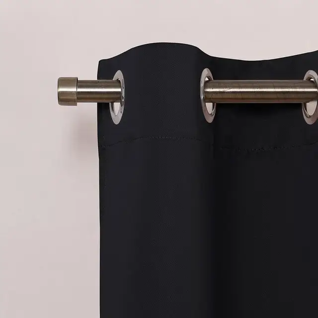 NICETOWN Blackout Tier Valance Curtain Thermal Insulated  Grommet Top Curtain Panel with Eyelets for Kitchen Half Window ,1Pair Black