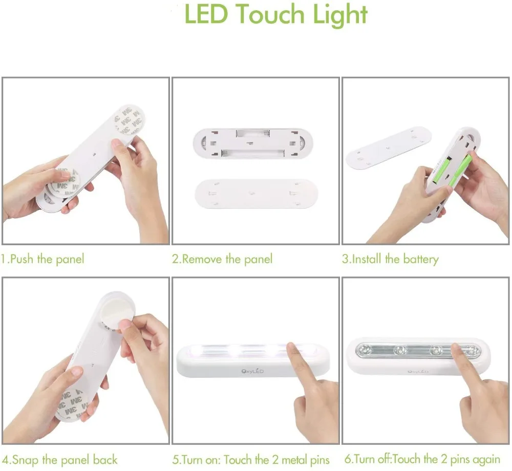 4LED беспроводной сенсорный датчик ночник лампа для шкафа кабинетный гараж Attics лестница ночник домашний интерьер батарея работает