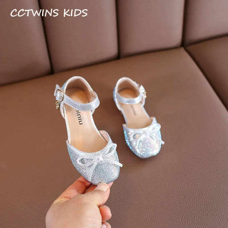CCTWINS/детская обувь; коллекция года; сезон весна; детская модная Праздничная обувь с бабочками; Детские Стразы Mary Jane; обувь принцессы на плоской подошве для девочек; GM2532 - Цвет: Silver