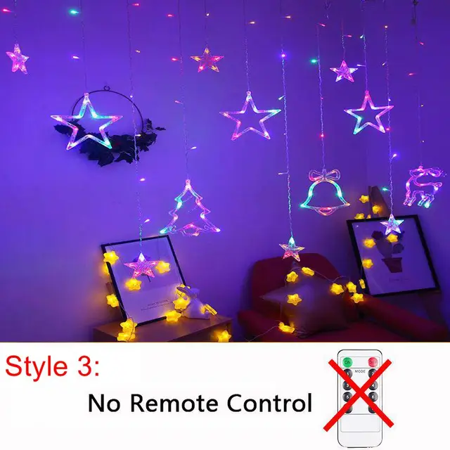 LED Christmas String Lights Garland Fairy Lights Star Lamp Outdoor Curtain Decor for Party Holiday Wedding New Year Decoration multicolor 3