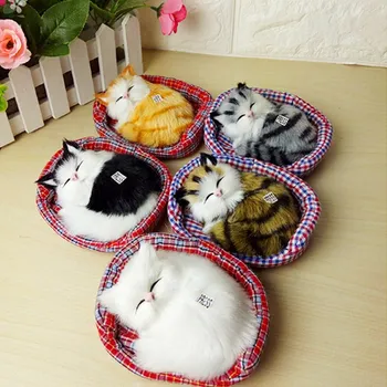 

Lovely Simulation Doll Plush Animal Cats Sleeping Toy Plush Toys Real Life Plush With Sound Toy Kids Girl Birthday Gift For Kids
