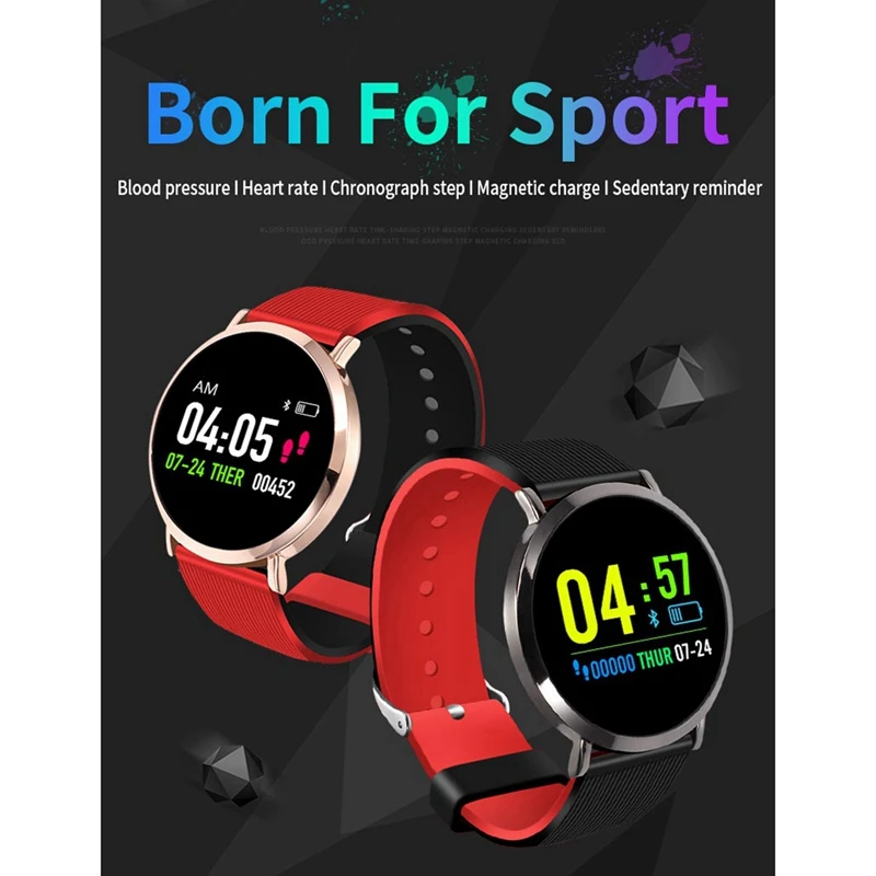  T8 Smart Watch Men Press Screen Color Waterproof Women Watch Heart Rate Blood Pressure Monitor Mult