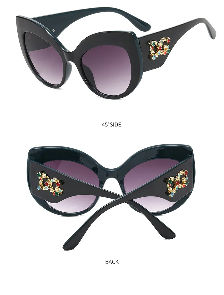 Роскошные солнцезащитные очки женские модные солнцезащитные очки Брендовые ретро очки кошачий глаз с бриллиантами