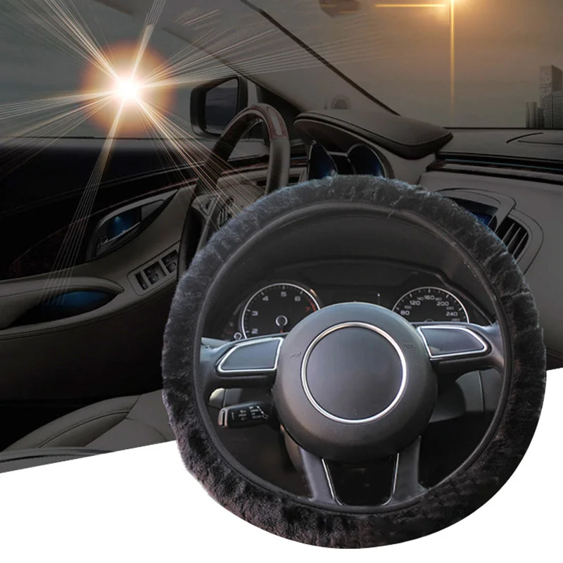 

Black Car Stretchy Steering Wheel Cover Anti-Slip Protector For Winter Universal