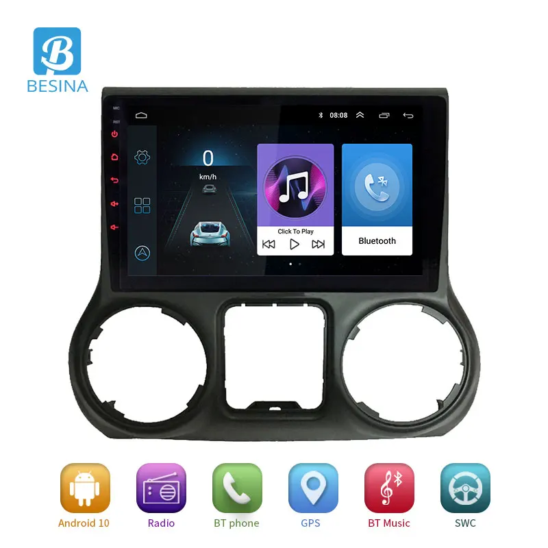 Besina Android 10 автомобильный мультимедийный плеер для Jeep Wrangler 2011-2017 2018 1 Din