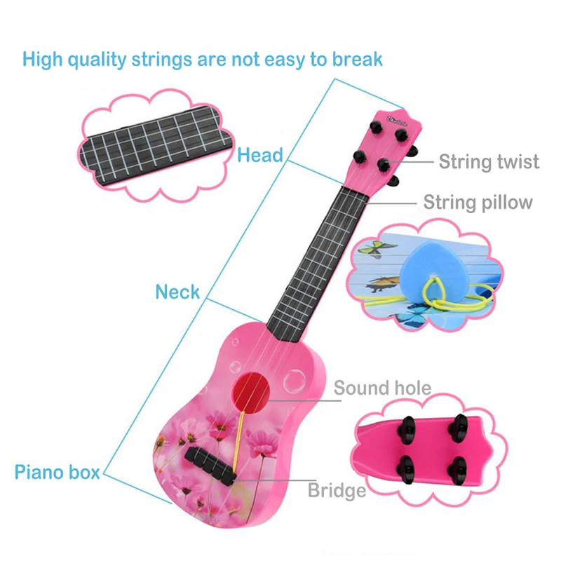 Забавный музыкальный инструмент для укулеле, Детская гитара Монтессори, игрушки для детей, школьная игра, обучающая игра, рождественский подарок, случайный цвет