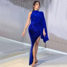 Cheap Eightree Royal Blue Velour Sequins Sexy Evening Dresses 2020 Robe de Soiree Mermaid Prom Dress One Shoulder Formal Party Gown Cheap Eightree Royal Blue Velour Sequins Sexy Evening Dresses 2020 Robe de Soiree Mermaid Prom Dress One Shoulder Formal Party Gown