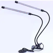 [ модернизированная] 18 Вт двойная лампа синхронизации, 40 светодиодный чип с красным/синим спектром для комнатных растений, Регулируемая гусиная шея, 3/6/