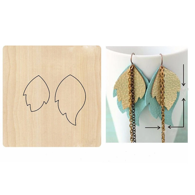 

Stacked leaf Earring die cutting, Two layer drop earring wood die cut Mold accessories for Leather,felt, leather crafts