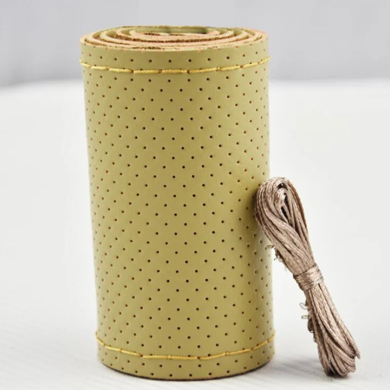 DIY натуральная кожа чехол на руль мягкий прошитый чехол на руль Классический чехол рулевого колеса автомобиля диаметр 38 см