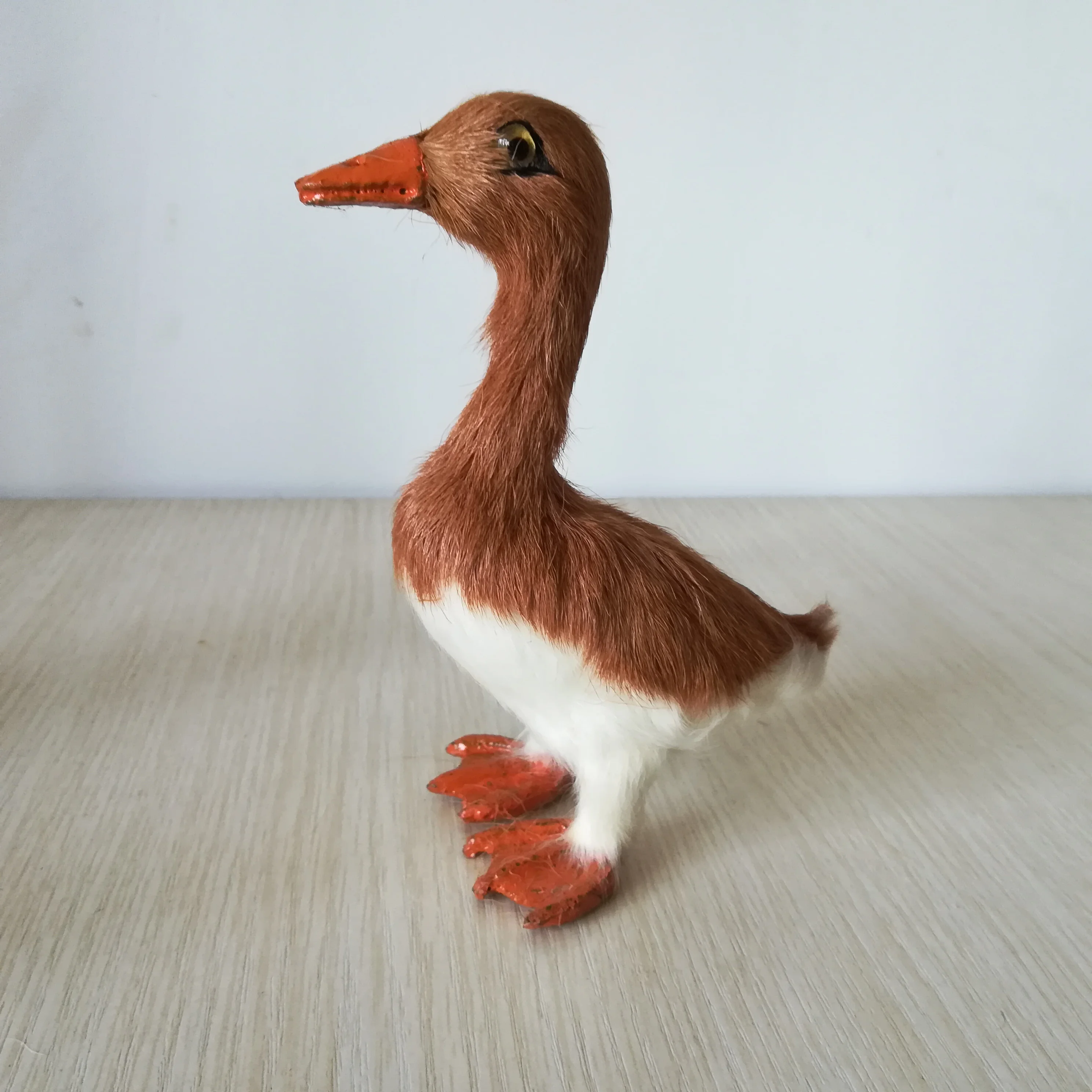 Настоящая игрушка дикая утка, жесткая модель 13x12 см, полиэтилен и меха, коричневая утка, украшение для дома, Рождественский подарок b1066