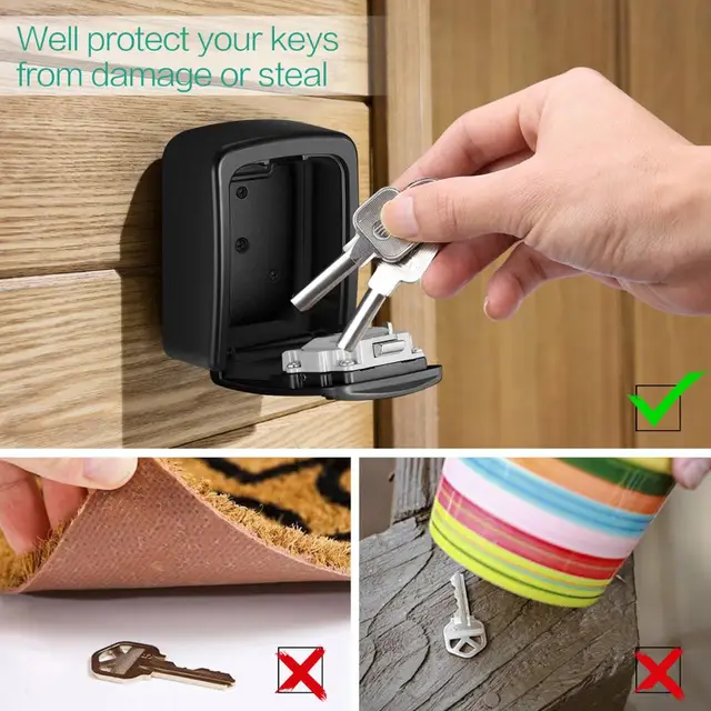 ORIA Password Key Box Decoration Key Code Box Key Storage Lock Box Wall Mounted Password Box Outdoor Key Safe Lock Box 6