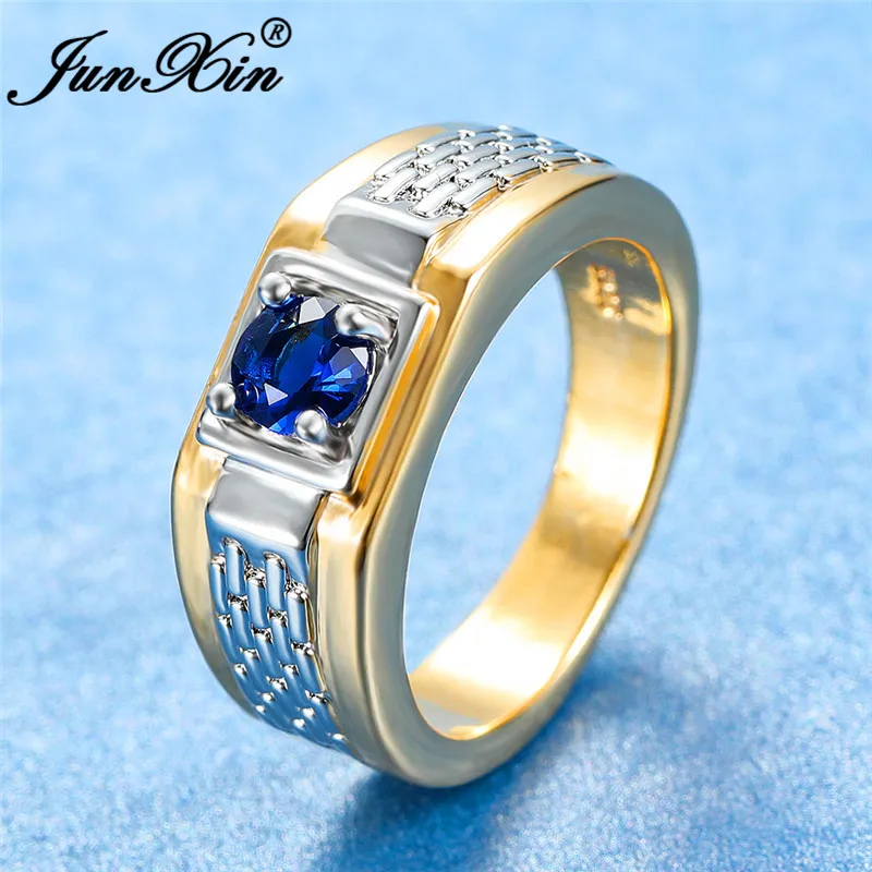 Античное серебро золото мужские обручальные кольца с сине-зеленым камнем круглые циркониевые обручальные кольца для мужчин винтажные хрустальные кольца CZ