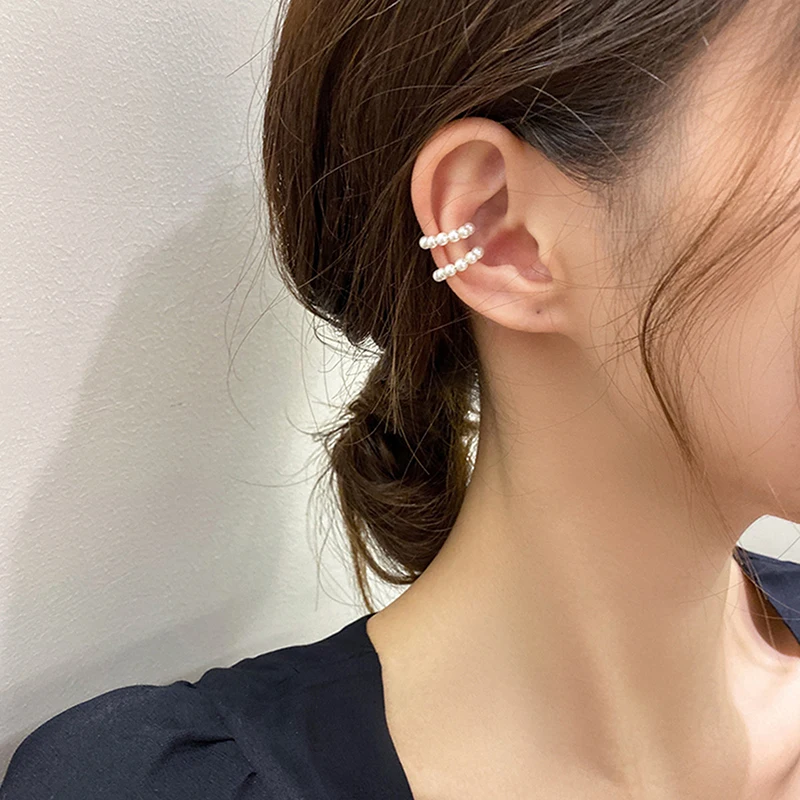 Pearl Ear Cuff Clip Earrings Non-Piercing Bone C-shaped Ear Ring Without Puncture Minimalist Earrings for Women Fashion Jewelry