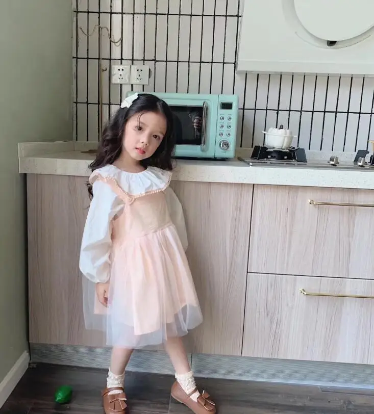 vest dress Новинка; ; рубашка для девочек; модная весенняя детская блузка для девочек 3-8 лет - Цвет: vest dress