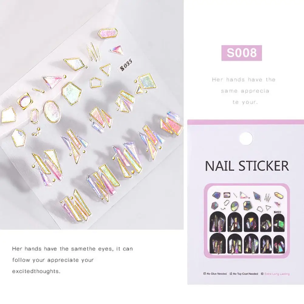 8 XY Fancy Adhesive-self Nail Art Stickers 3D Gold& Silver Metalic Nail Decorations Nail Sticker DIY Decal - Цвет: 8