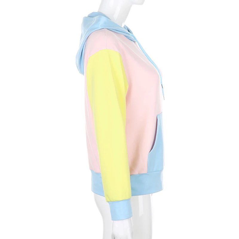 IAMSURE  2020 Autumn Winter Fashion Macaron Colorblock Oversized Hoodie For Women Kpop Streetwear Casual Loose Female Sweatshirt