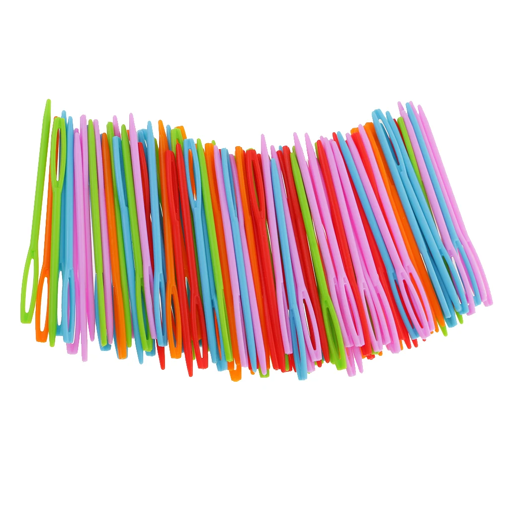 100 Pack Plastic Hand Sewing Yarn Darning Tapestry Needles Colorful Lacing Needles Notions Craft