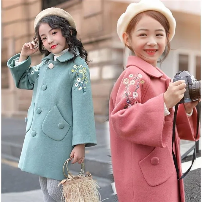Шерстяное пальто для девочек осенне-зимняя одежда новое корейское Модное детское осенне-зимнее шерстяное пальто