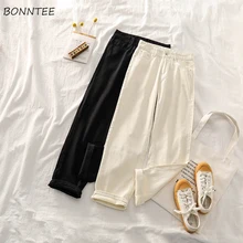 Прямые женские джинсы, свободные, с высокой талией, с карманами, BF, простые, повседневные, для студентов, универсальные, унисекс, шикарные, корейские, модные брюки, новинка