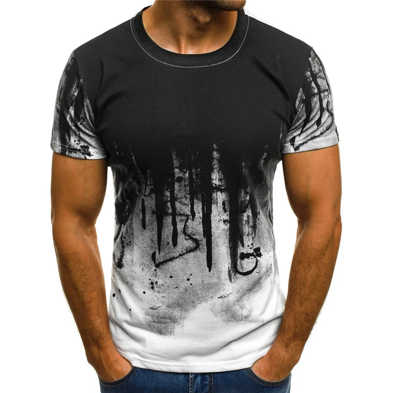Новейшая футболка с 3D принтом, рисунок чернил, короткий рукав, Летние повседневные топы, футболки, модная мужская футболка с круглым вырезом - Color: T12