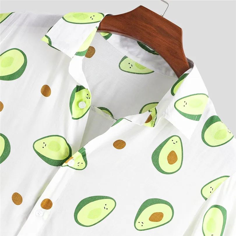 New Men Funny Fruit Avocado Printed Casual Shirts  2019 Summer Fashion Turn Down Collar Short Sleeve Casual Shirts #E26 (17)