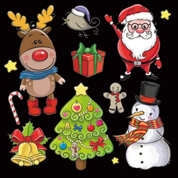 

christmas tree Santa Claus patch iron on-transfers for clothing heat ironing thermo stickers patches stripes iron on transfers