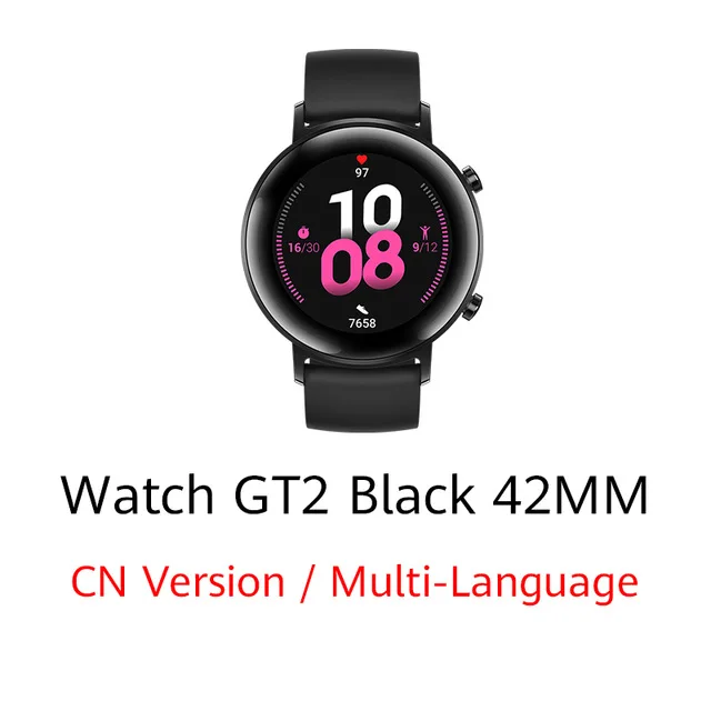 Black 42mm Huawei часы GT 2 Смарт-часы Bluetooth 5,1 Смарт-часы кровяное давление 14 дней Телефонный звонок сердечного ритма для iOS и Android - Цвет: Black 42mm