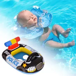 Inflatable Swim Ring Police Car Design Eco-friendly Safety Summer Swimming Ring Circle   Pool Float  for Baby
