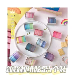 Ensemble de rubans de masquage en papier Washi frais, 5 pièces/ensemble autocollants, pour cadeau périodique, papeterie scolaire Kawaii, Pegatinas, Scrapbook 