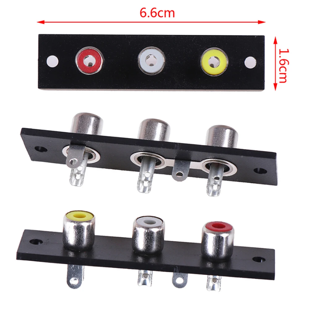 6.6x1.6cm 3 Way RCA Terminal Wall Panel Plate Input Phono Chassis Socket Audio Adapter afbeelding