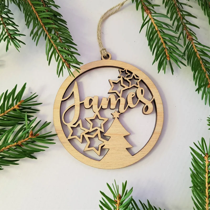 Personalized Wooden Christmas decorations Christmas baubles Eco-Friendly tree decorations Snowflake ornaments