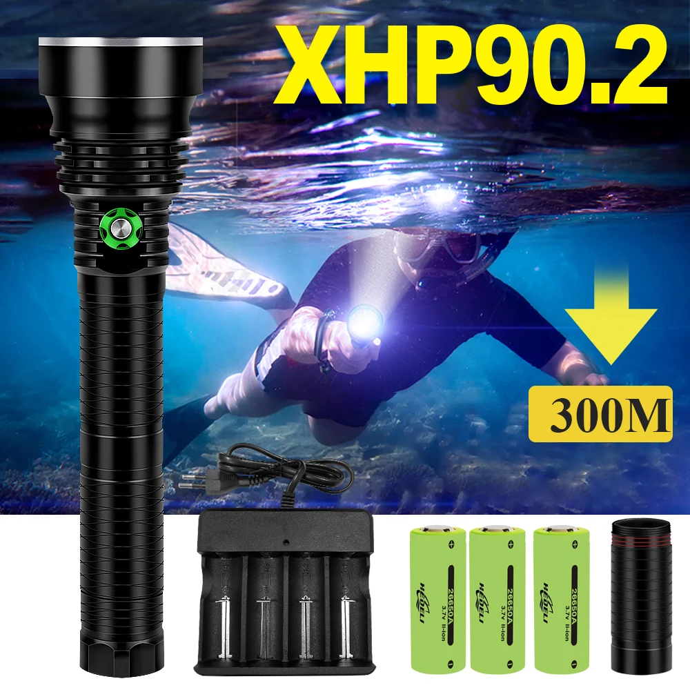 300 м IPX8 Профессиональный xhp90 фонарик для дайвинга xhp70 подводная лампа xhp90.2 фонарь