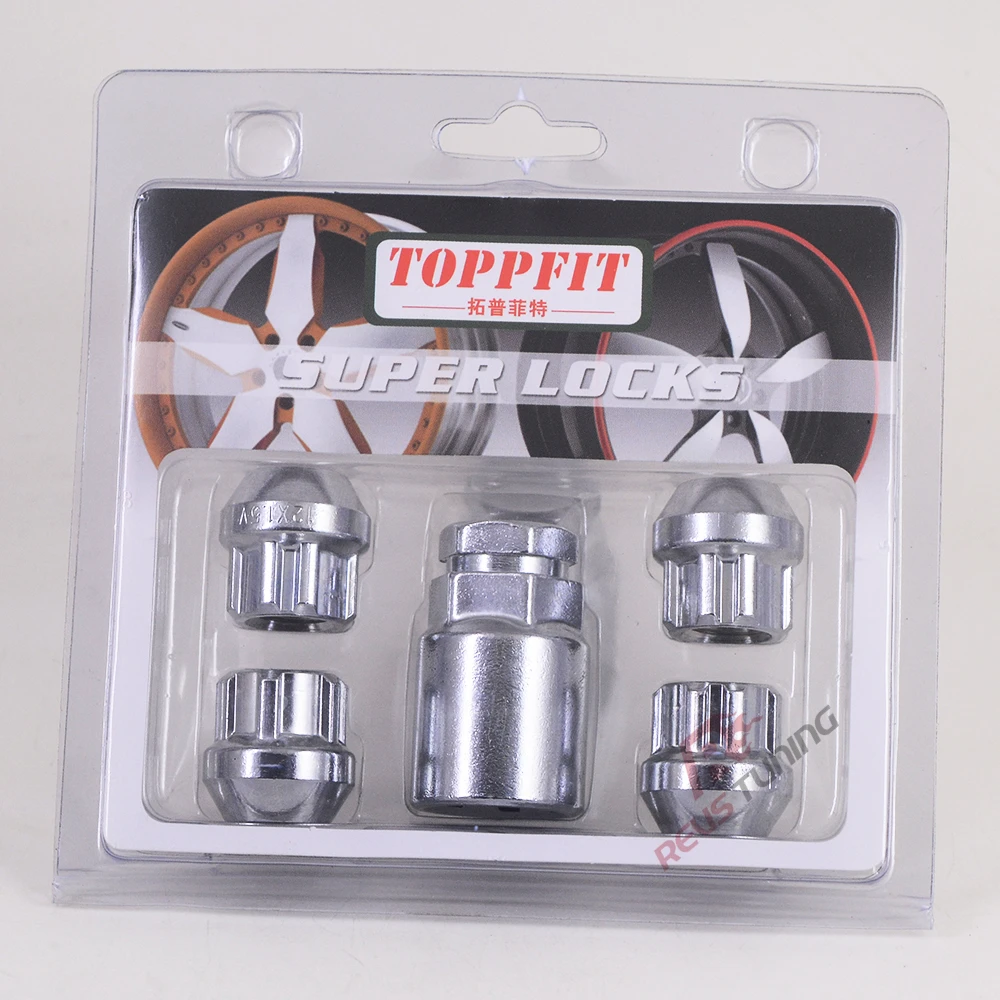 M12x1.5 M12x1.25 Steel 4pcs 22mm Car Wheel Rim Lock Nuts Locking Lug