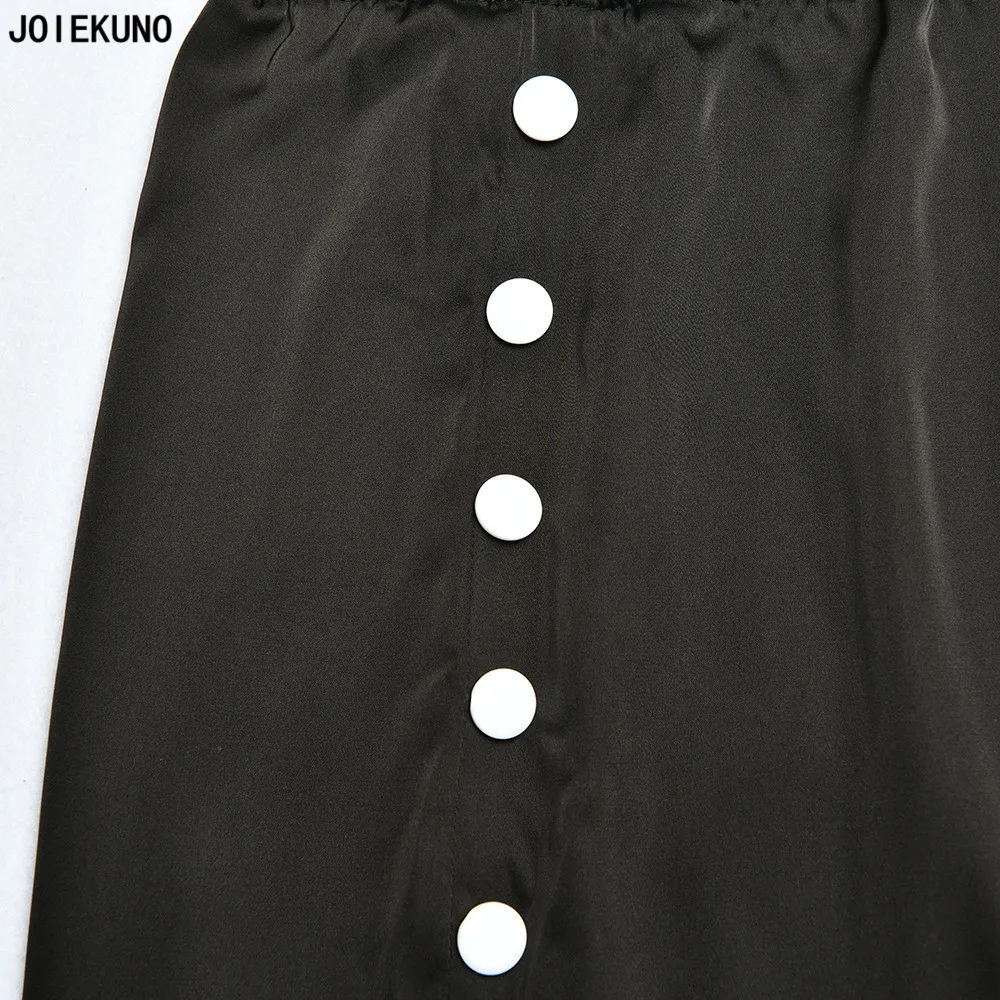 JOIEKUNO на цельных высоких уличная модная длинная юбка женские юбки mujer moda пикантные Modis Кнопка разрез Для женщин вечерние юбка FD8222
