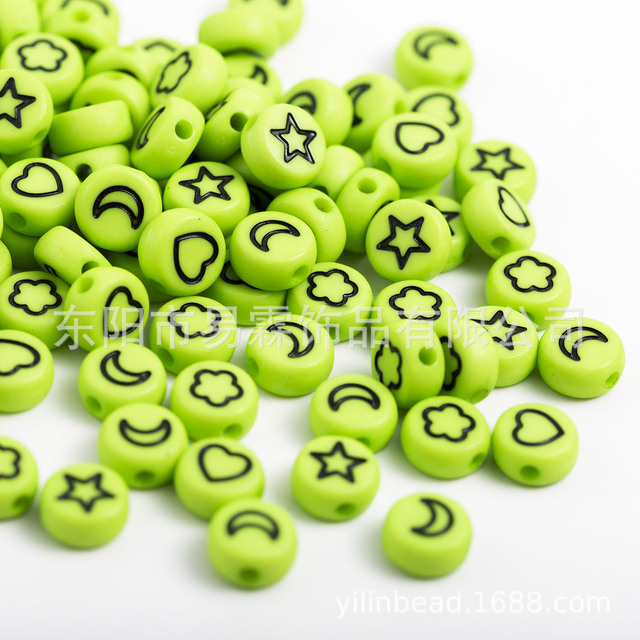 style 100pcs4*7mm acrylic letter beads oblate, star, moon, flower-shaped, heart-shaped mixed DIY jewelry accessories