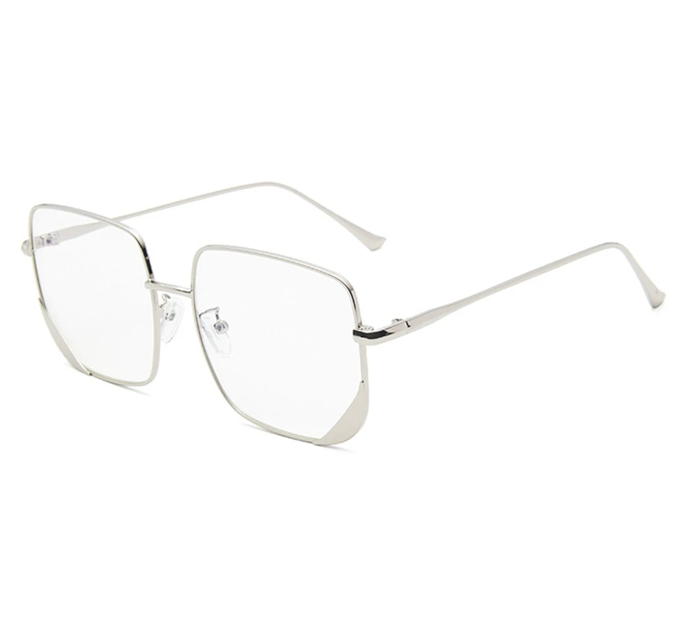 Silver frame white Взрыва звезда с одной и той же Модные солнцезащитные очки с квадратными линзами с женские личность большой лицо было тонкие солнцезащитные очки в металлической оправе очки - Цвет линз: Silver frame white