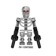 Одна строительных блоков Супер Герои Chrowed серебро T800 человеческий скелет кирпичи фигурки для детей игрушки PG1258 PG1257