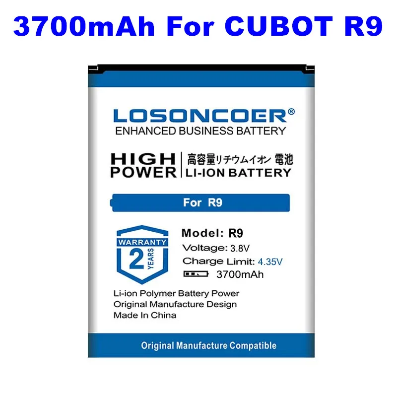 

0 Cycle 100% New LOSONCOER 3700mAh R9 High Capacity Batteries For CUBOT R9 Mobile Phone Battery~In Stock